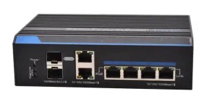 Switch Gigabit, 4x PoE, 2x RJ45 et 2x SFP 1000Mbps, non-géré, design industriel