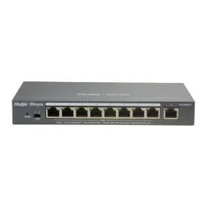 Switch Reyee PoE administrable Cloud - 8 ports PoE 802.3af/at + 1 Uplink RJ45 - 8 RJ45 10/100/1000Mbps + 1 RJ45 - 10/100/1000Mbps - 30W par port 802.3af/at / Maximum 120W VLAN/Port Isolation/Loop Detection Port Speed Limit