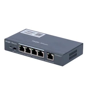 Switch Reyee PoE administrable Cloud 4 ports PoE 802.3af/at + 1 Uplink RJ45 10/100/1000Mbps 30W par port 802.3af/at / Maximum 54W Jusqu'à 250 mètres, configurable sur tous ses port