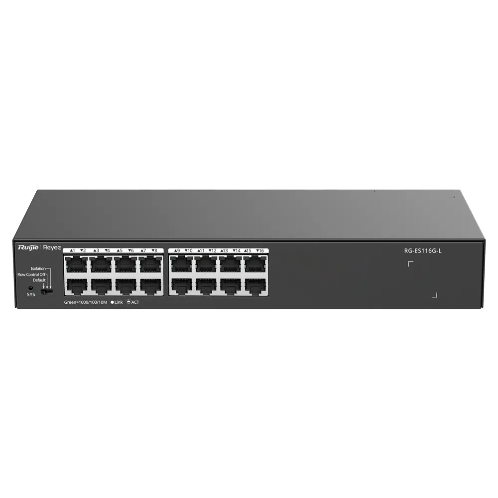 Switch Reyee de bureau Boîtier métallique - Enrackable 16 ports RJ45 Vitesse 10/100/1000 Mbps Plug and Play Technologie d'économie d'énergie