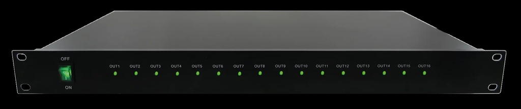 Transformateur multivoies rack 19" / 1U, 16 voies, 230V AC / 24V AC / 480VA (20A)