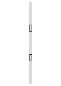 Tube électromagnétique vertical EMT 2,2 m, 2 x 600 lbs (2 x série 300 kg), à rupture de courant, 12 ou 24V DC, éjecteur anti-rémanence intégré à la contreplaque, NF S 61-937