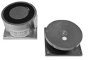 Ventouse électromagnétique ronde EMR, IP 65, Ø 60 mm, 300 lbs (série 150 kg), 12 ou 24V DC, à rupture de courant, éjecteur anti-rémanence intégré à la contreplaque