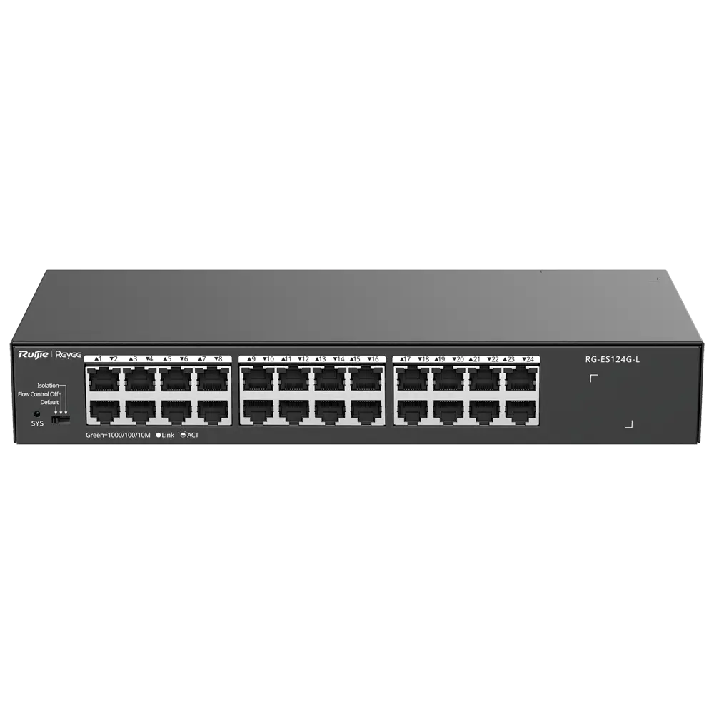 Switch de bureau Boîtier métallique - Enrackable 24 ports RJ45 Vitesse 10/100/1000 Mbps Plug and Play Technologie d'économie d'énergie