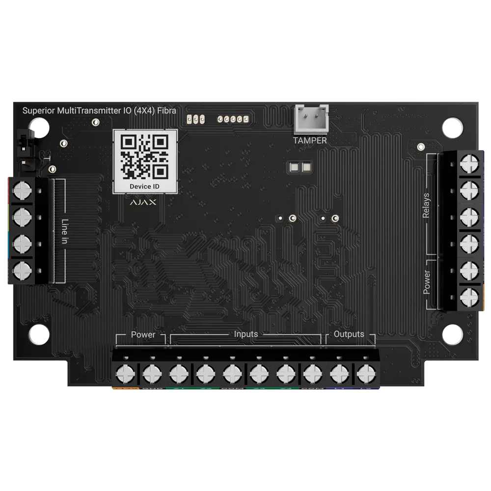 Module de 4 entrée / 4 sorties - Protocole Fibra - Certifié Grade 3 - 4 entrées, 2 sorties relais et 2 sorties logiques - Alarme configurable NF, NO, EOL, 2EOL, 3EOL 2 sorties d'alimentation 12V / 50 mA