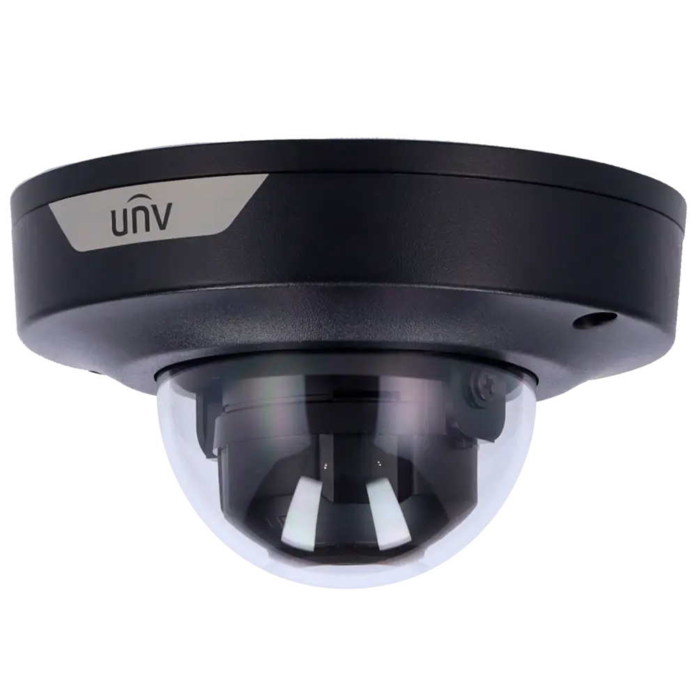 Caméra dôme IP Uniview - Gamme Prime 4 MP | Objectif 2.8 mm | microSD 512 Go IR 30 m | WDR 120 dB Light Hunter : Comptage de personnes PoE | UMD | SIP | Couleur noire Bouton de réinitialisation | Audio | Alarme