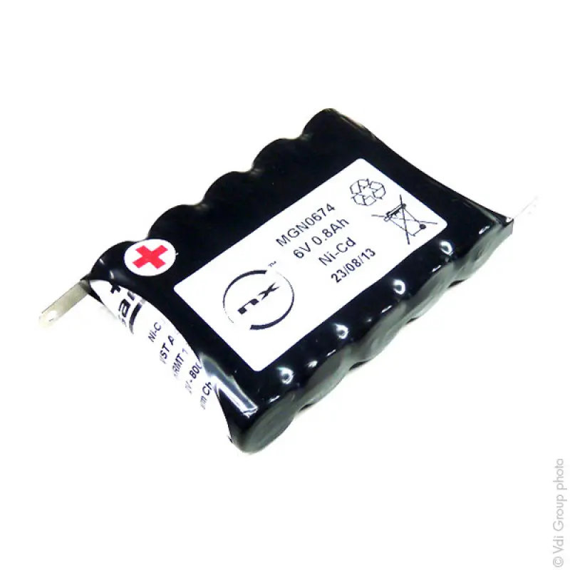 Batterie Nicd 5x AA VNT 5S1P ST1 6V 800mAh Cosse - Dimension : 7,04cm (L) x 1,45cm (l) x 5cm (h)