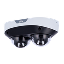 Caméra double  Dôme IP Uniview - Gamme Prime - 2 x 4 MP | 2 x Objectif 4 | microSD 512 Go - IR 30 m | WDR 130 dB - Light Hunter | Comptage des personnes (Canal 1)) - PoE | UMD | SIP | IP67 | IK10 - Réinitialisation | Microphone | Alarme | Audio