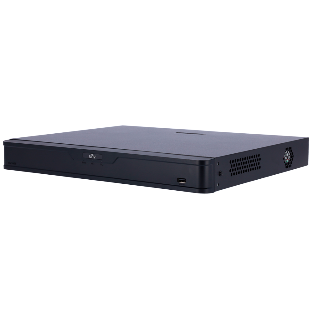 Gamme Easy d'Uniview - Enregistreur NVR pour caméra IP - Résolution jusqu'à 12Mpx - 16CH vidéo / Compression Ultra265 / 16CH PoE - Bande passante 160Mbps | Prend en charge 2HDD - SIP jusqu'à 2CH | AcuSearch