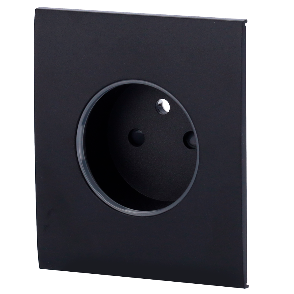 Cache-prise central pour prise intelligente de type E - Compatible avec AJ-OUTLETCORE-SMART-E - Indicateur LED de l'état de la prise et de la consommation d'énergie - Bouton tactile pour la commande manuelle - Rétro alimentation LED - Couleur noir