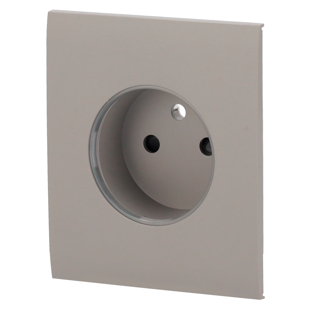 Cache-prise central pour prise intelligente de type E - Compatible avec AJ-OUTLETCORE-SMART-E - Indicateur LED de l'état de la prise et de la consommation d'énergie - Bouton tactile pour la commande manuelle - Rétro alimentation LED - Couleur Gris