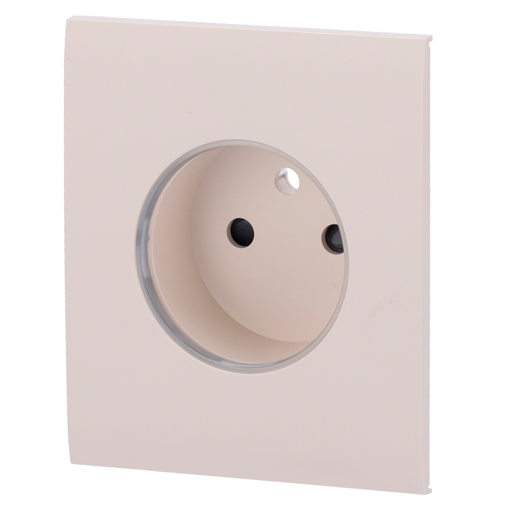 Cache-prise central pour prise intelligente de type E - Compatible avec AJ-OUTLETCORE-SMART-E - Indicateur LED de l'état de la prise et de la consommation d'énergie - Bouton tactile pour la commande manuelle - Rétro alimentation LED - Couleur ivoire