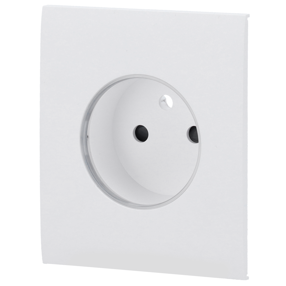 Cache-prise central pour prise intelligente de type E - Compatible avec AJ-OUTLETCORE-SMART-E - Indicateur LED de l'état de la prise et de la consommation d'énergie - Bouton tactile pour la commande manuelle - Rétro alimentation LED - Couleur blanche
