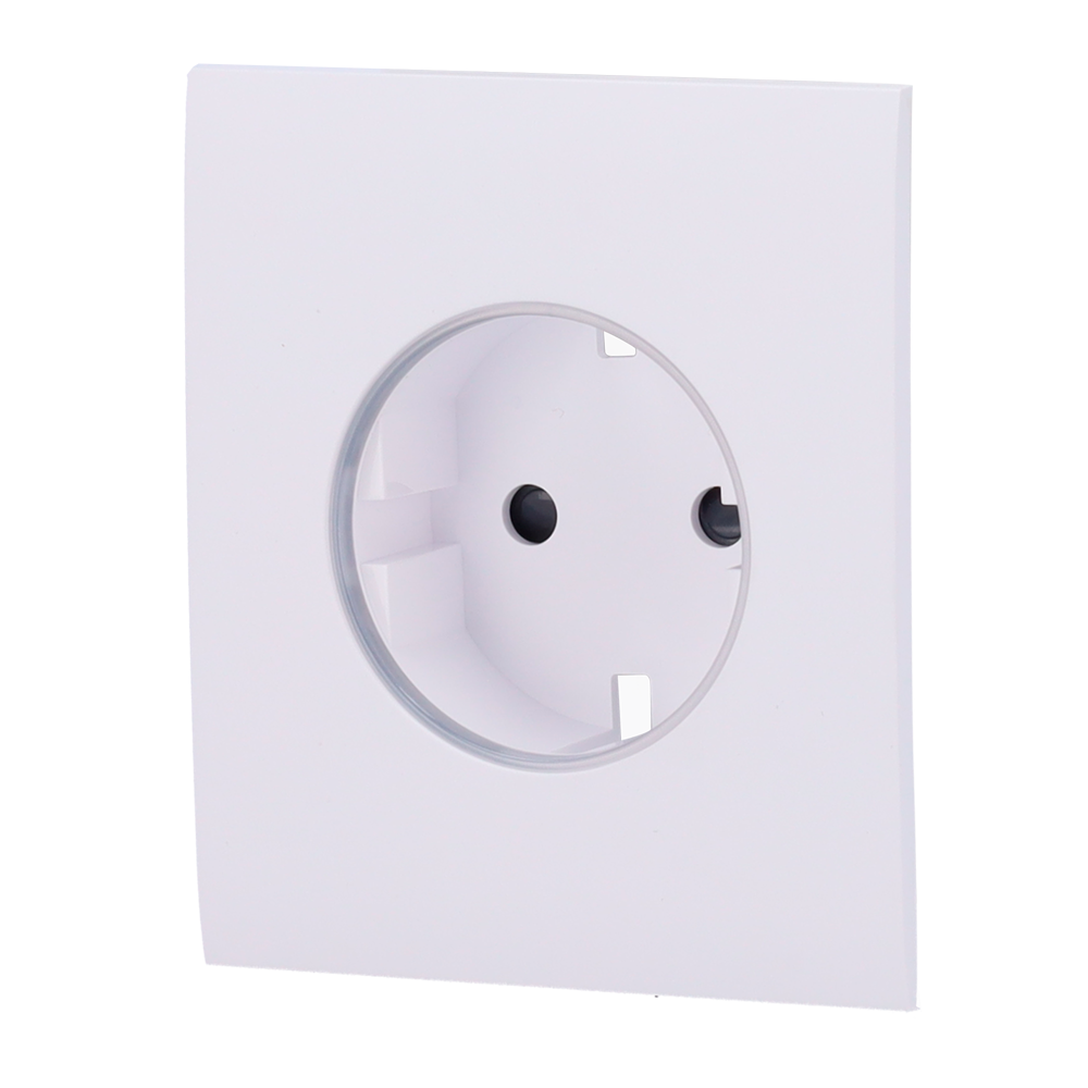 Cache-prise central pour prise de base de type F - Compatible avec AJ-OUTLETCORE-BASIC - Protection contre la poussière, les éclaboussures et les objets - Pas de contrôle de la consommation - Pas de télécommande  - Couleur blanche