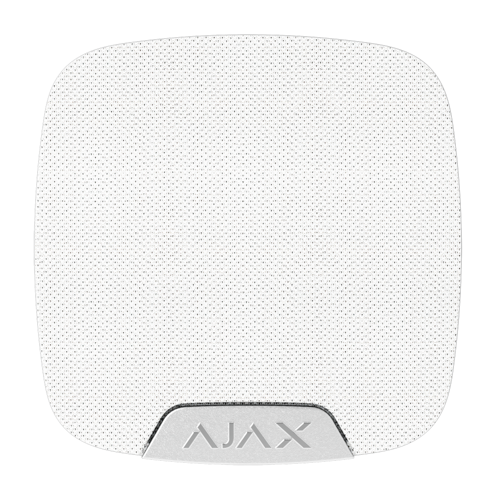 Sirène intérieure - Certifié NFA2P et grade 2 - Alimentation 2 batteries CR123A 3.0 V Panasonic - Ajax Superior - Support avec vis de fixation - Sans fil 868 MHz Jeweller - Pression sonore maximale 105 dB / Son réglable