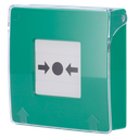 Bouton d'alarme incendie manuel vert - Sans fil 868 MHz Jeweller - Bouton d'alarme incendie ou activateur de scénario - Compatible avec la fonction d'alarme interconnectée - Transmission de l'alarme à l'ARC (configurable) - Alimentation 2 piles CR123A