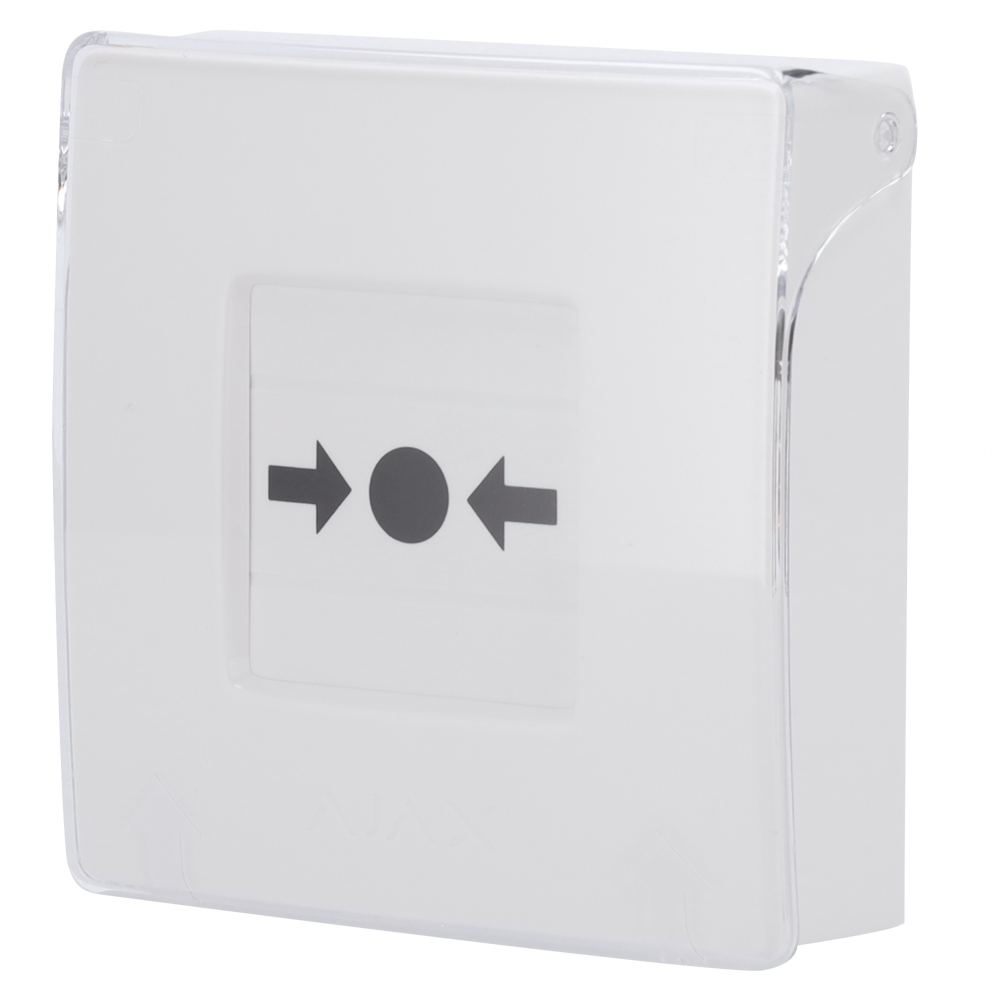 Bouton d'alarme incendie manuel blanc - Sans fil 868 MHz Jeweller - Bouton d'alarme incendie ou activateur de scénario - Compatible avec la fonction d'alarme interconnectée - Transmission de l'alarme à l'ARC (configurable) - Alimentation 2 piles CR123A