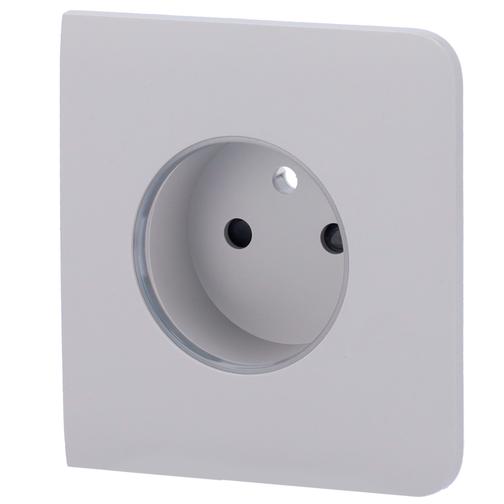 Cache-prise latéral pour fiche intelligente de type E - Compatible avec AJ-OUTLETCORE-SMART-E - Indicateur LED de l'état de la prise et de la consommation d'énergie - Bouton tactile pour la commande manuelle - Rétro alimentation LED - Couleur brouillard