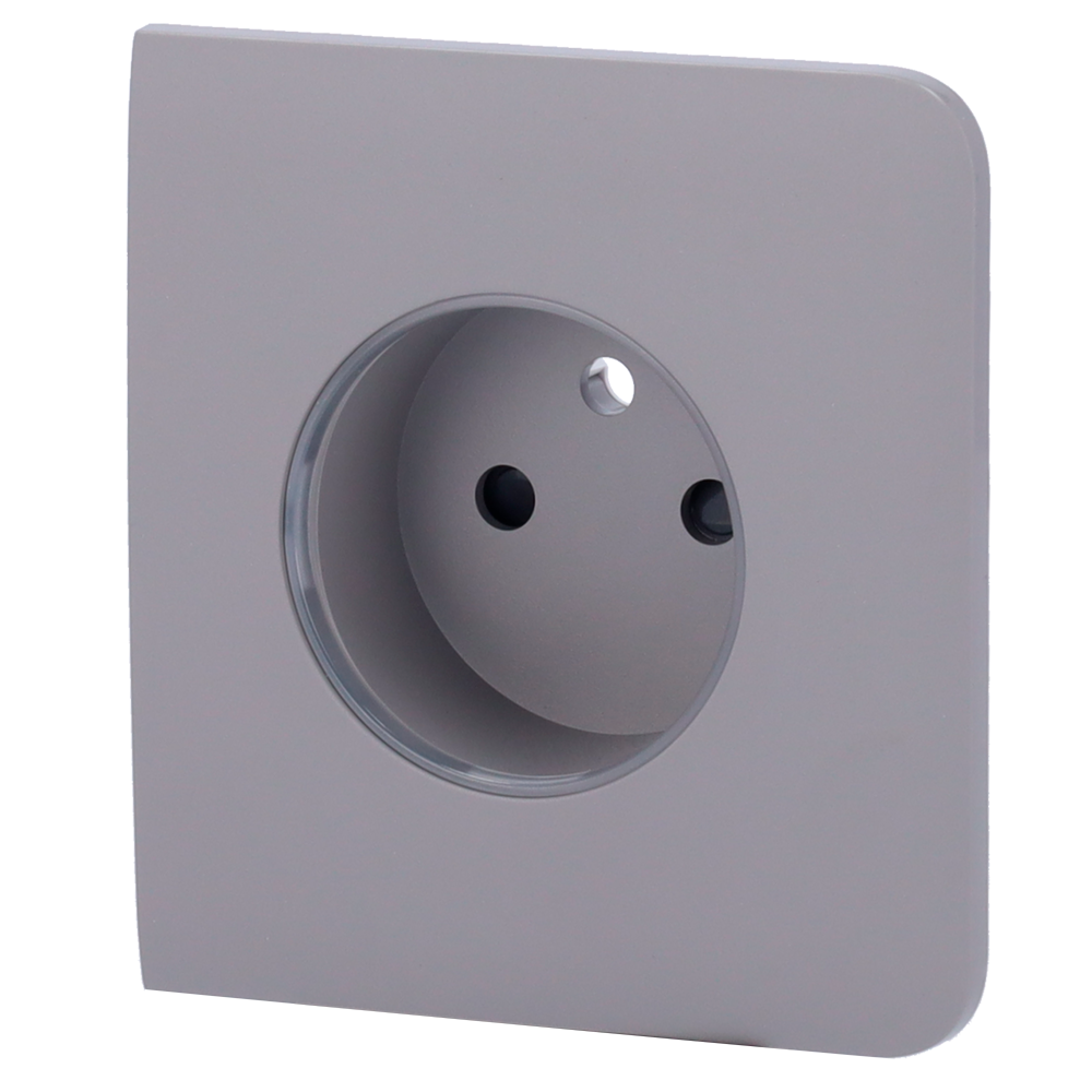 Cache-prise latéral pour fiche intelligente de type E - Compatible avec AJ-OUTLETCORE-SMART-E - Indicateur LED de l'état de la prise et de la consommation d'énergie - Bouton tactile pour la commande manuelle - Rétro alimentation LED - Couleur Gris