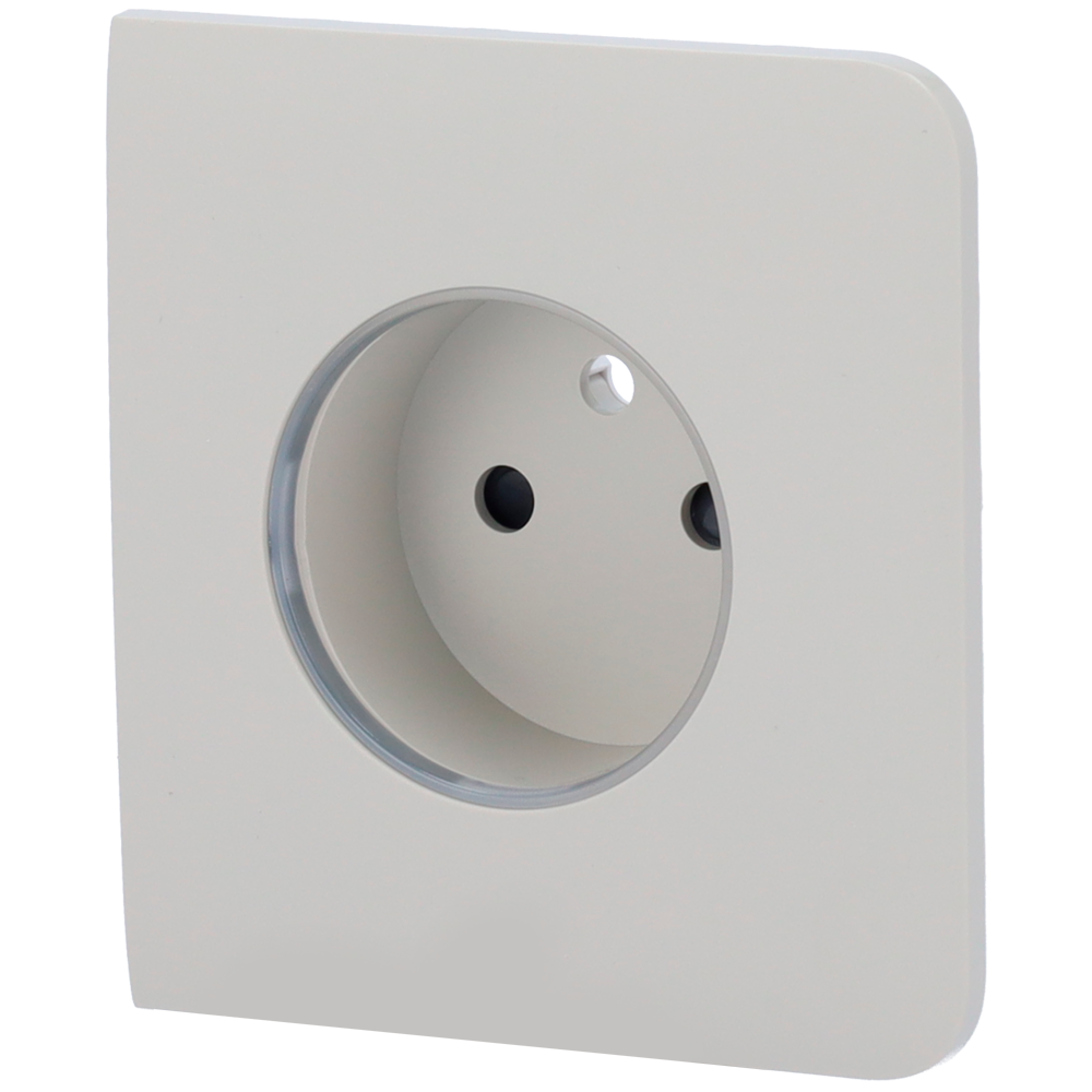 Cache-prise latéral pour fiche intelligente de type E - Compatible avec AJ-OUTLETCORE-SMART-E - Indicateur LED de l'état de la prise et de la consommation d'énergie - Bouton tactile pour la commande manuelle - Rétro alimentation LED - Couleur huître