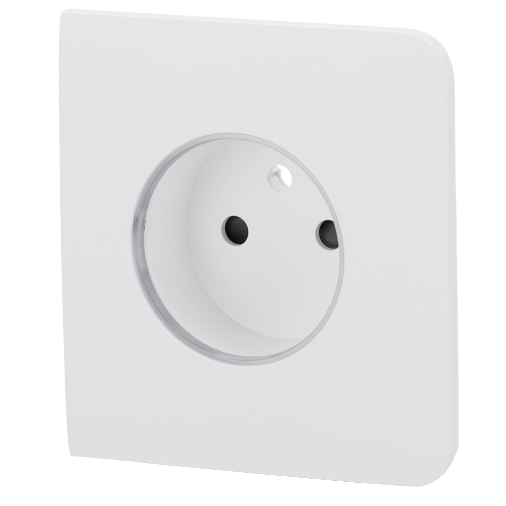 Cache-prise latéral pour fiche intelligente de type E - Compatible avec AJ-OUTLETCORE-SMART-E - Indicateur LED de l'état de la prise et de la consommation d'énergie - Bouton tactile pour la commande manuelle - Rétro alimentation LED - Couleur blanche