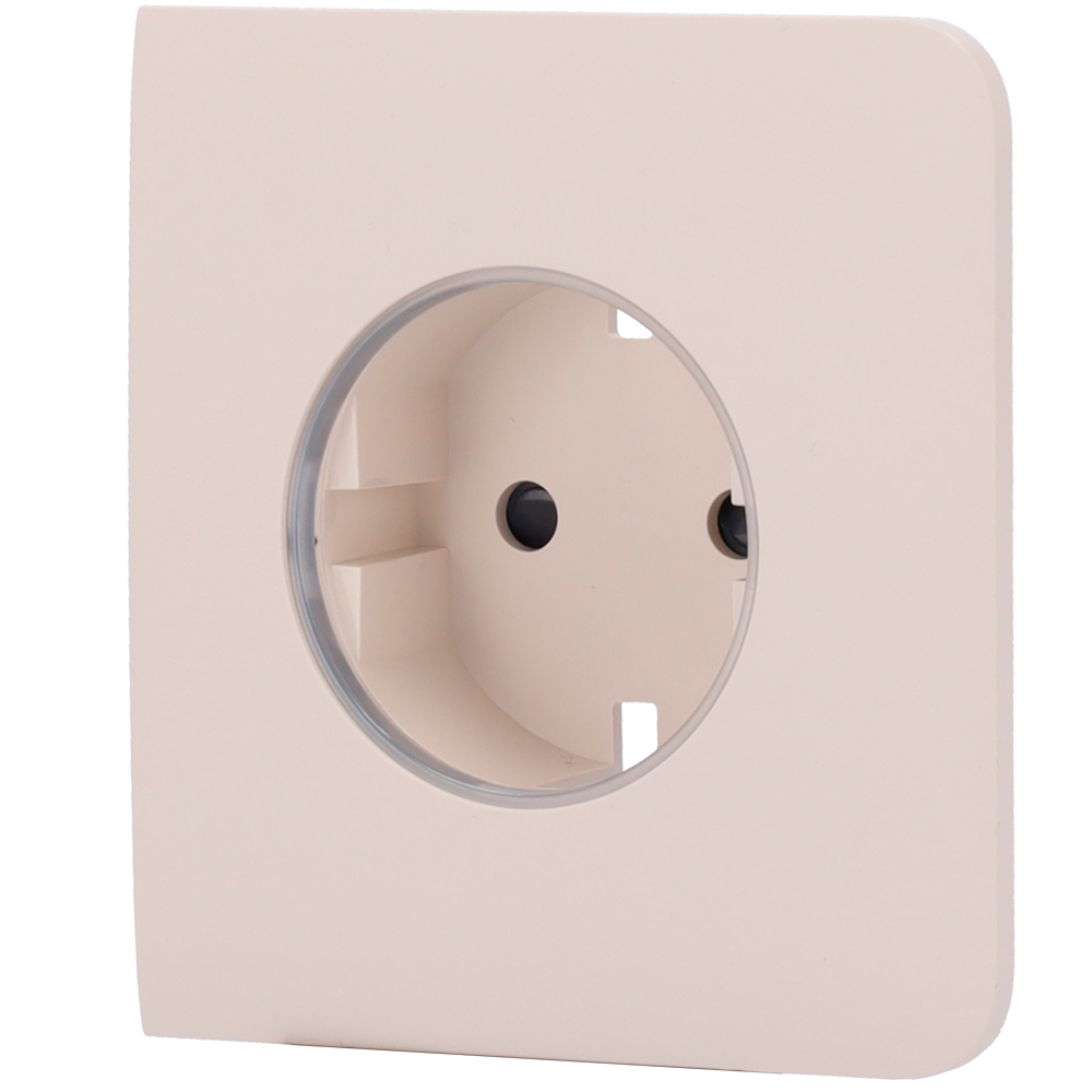 Cache-prise latéral pour fiche intelligente de type F - Compatible avec AJ-OUTLETCORE-SMART - Indicateur LED de l'état de la prise et de la consommation d'énergie - Bouton tactile pour la commande manuelle - Rétro alimentation LED - Couleur ivoire