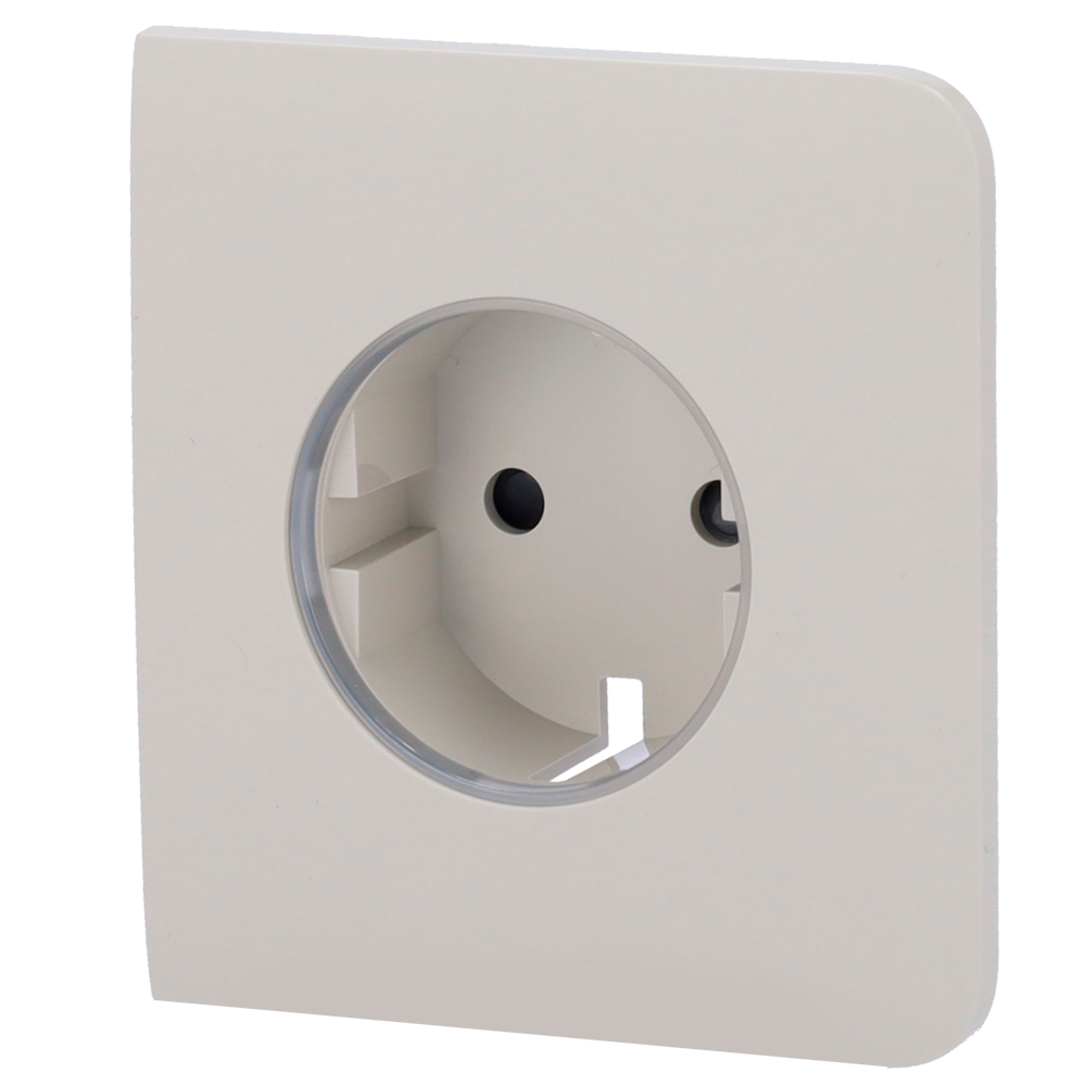 Cache-prise latéral pour fiche intelligente de type F - Compatible avec AJ-OUTLETCORE-SMART - Indicateur LED de l'état de la prise et de la consommation d'énergie - Bouton tactile pour la commande manuelle - Rétro alimentation LED - Couleur huître