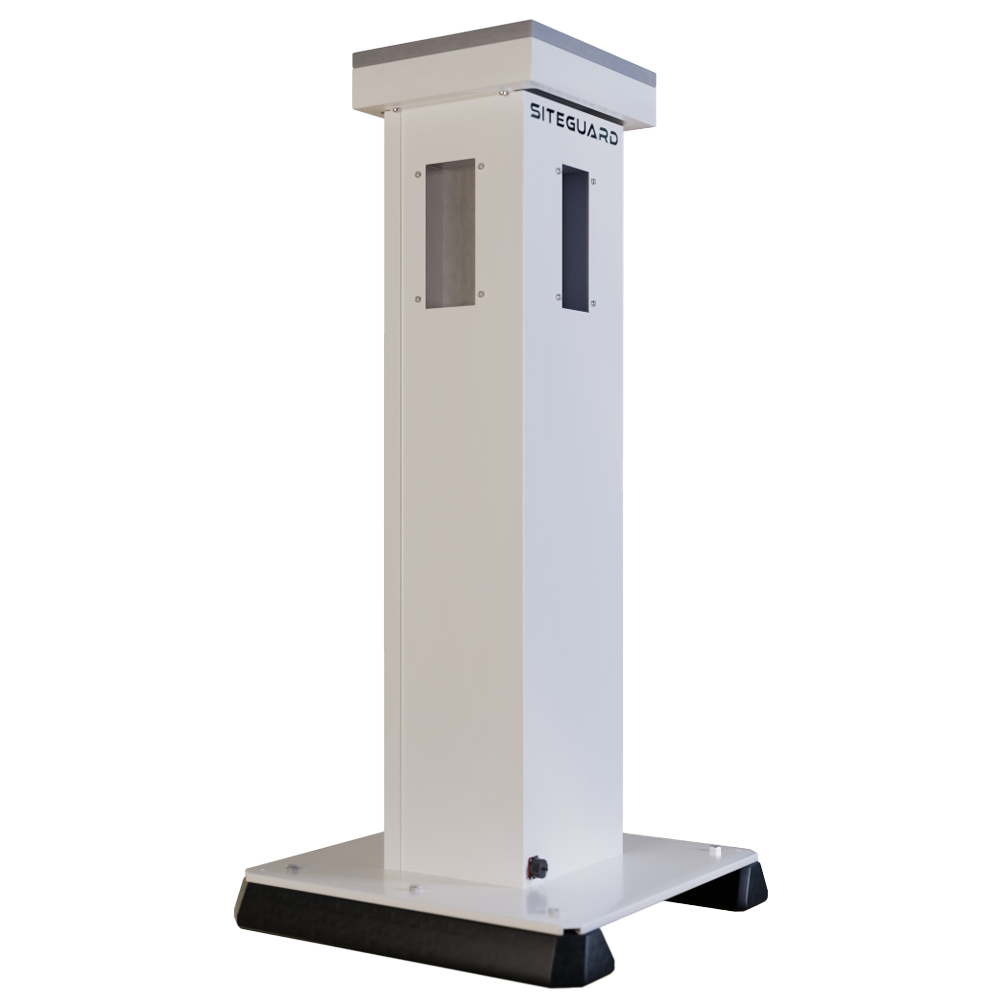 Tour de protection périmétrique 360º - Alimentation en énergie solaire / Vérification des photos -  Panneau solaire et régulateur MPPT inclus - Base avec 2 blocs anti-vibration  - Connexion pour la batterie de secours au plomb 12 V - Compatible avec Ajax