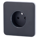 Cache-prise avant pour fiche intelligente de type E - Compatible avec AJ-OUTLETCORE-SMART-E - Indicateur LED de l'état de la prise et de la consommation d'énergie - Bouton tactile pour la commande manuelle - Rétro alimentation LED - Couleur graphite