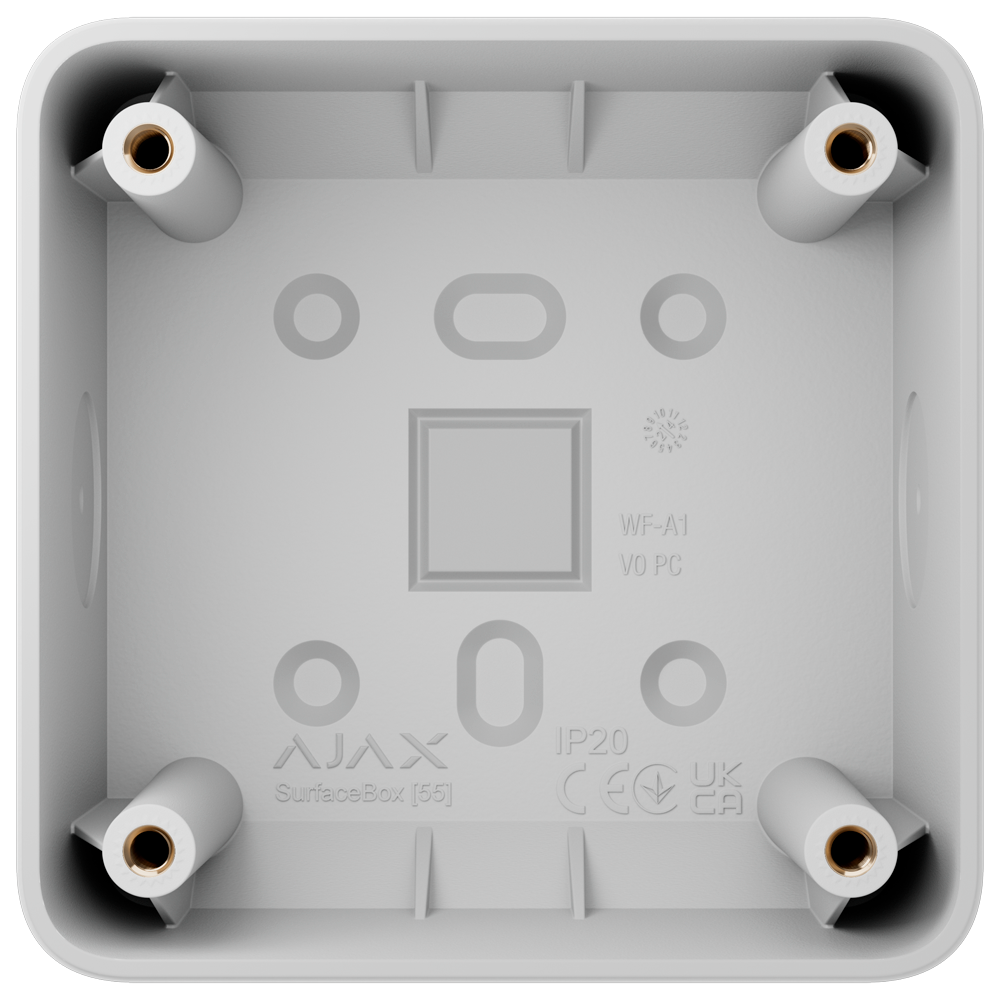 Caja de montaje para un dispositivo - Uso interiores - Compatible con AJ-SOLOBUTTON o AJ-SOLOCOVER - Factor de forma europeo 55 - Colo blanco