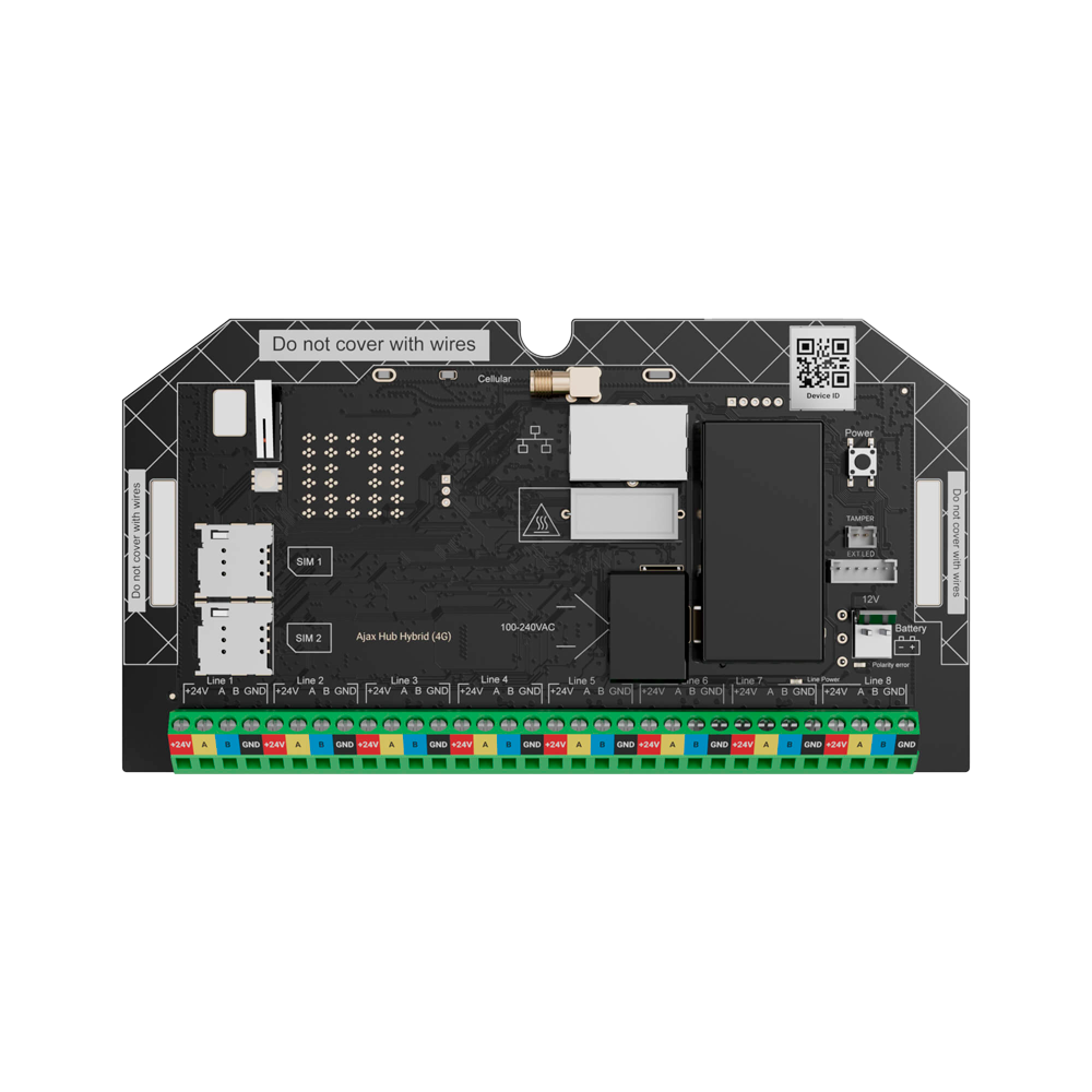 Centrale d'alarme professionnelle Grade 3 - Communication Ethernet et double SIM 4G - Protocoles Jeweller, Wings et Fibra - Jusqu'à 100 dispositifs sans fil et filaires - 8 lignes de bus indépendantes - Application mobile et logiciel PC