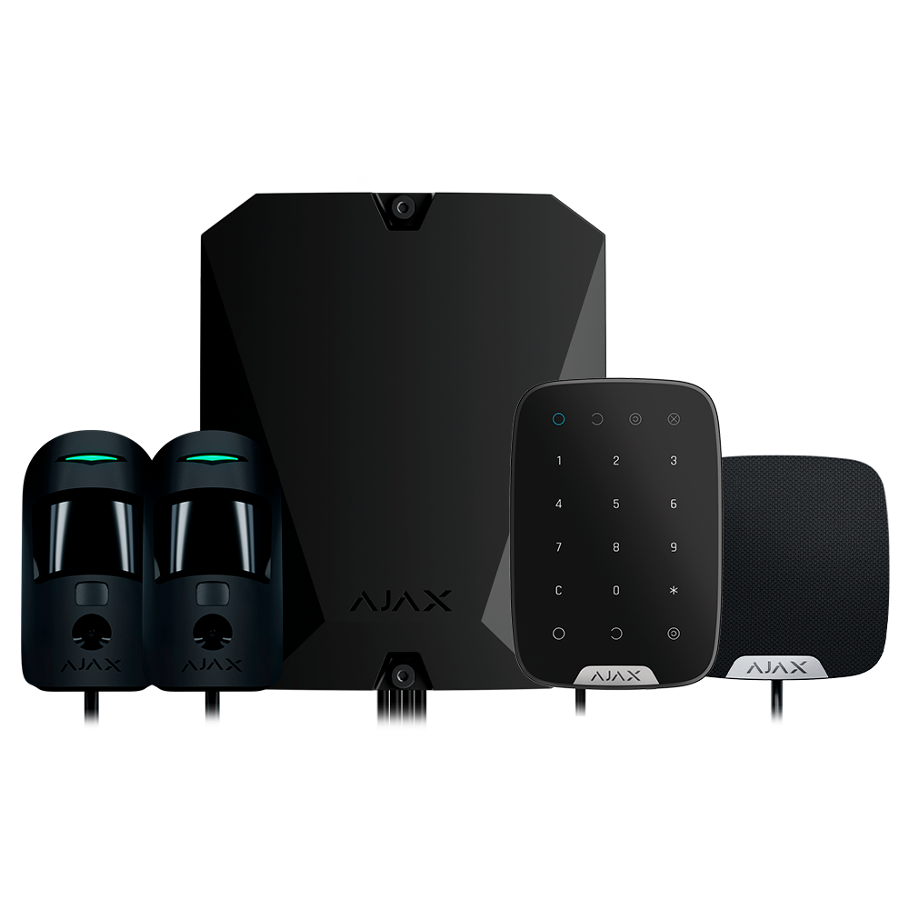 Kit d'alarme professionnelle - Certifié Grade 2 - Communication Ethernet et double SIM 2G - Protocoles Jeweller, Wings et Fibra - Inclus: panneau hybride, clavier, - sirène intérieure et 2 PIRCAMs