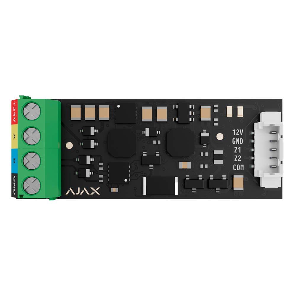 Module d'intégration dispositifs de tiers - Protocole Fibra - Certifié Grade 3 - 2 entrées câblées  - Alarme configurable NF, NO, EOL, 2EOL, 3EOL - Sortie d'alimentation 12V / 50 mA