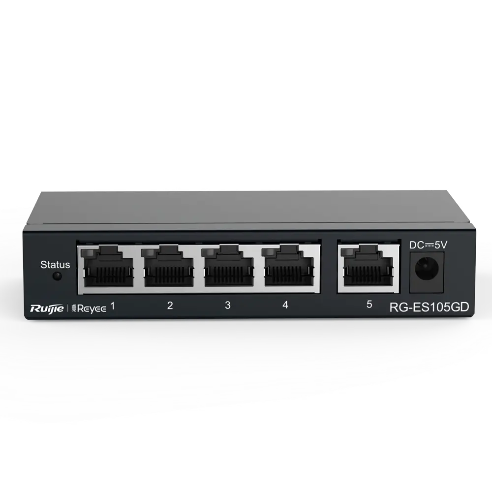 Reyee Switch de bureau Boîtier métallique 5 ports RJ45 Vitesse 10/100/1000 Mbps Plug and Play Technologie d'économie d'énergie