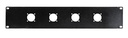 Panneau rack 19'' 2 U pour installer 4 prises connecteurs haut-parleur