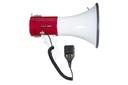 Mégaphone avec sirène, lecteur USB/SD, enregistreur et microphone à main.