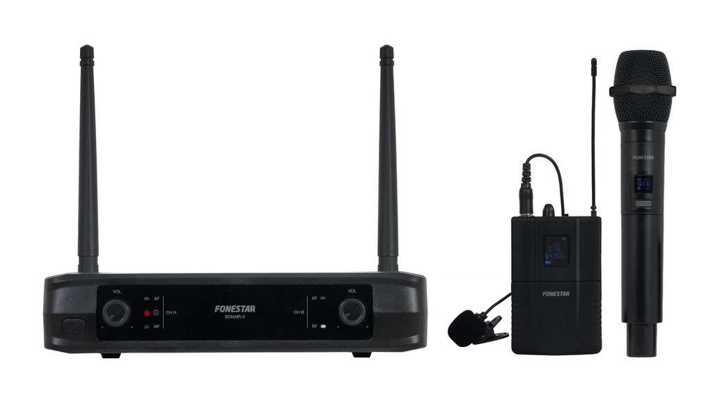 Microphone sans fil double à main et de poche UHF, fréquence fixe