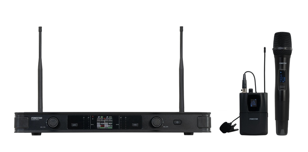 Microphone sans fil double à main et de poche UHF ID Pilot et Diversity