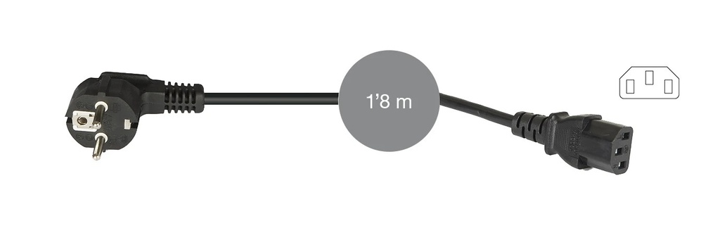 Câble d’alimentation CA Schuko mâle à IEC 60320 C13 femelle
