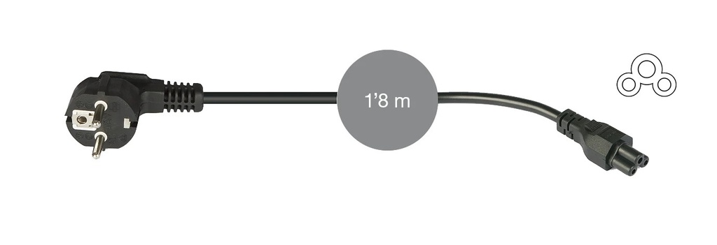 Câble d’alimentation CA Schuko mâle à IEC 60320 C5 femelle mickey/clover