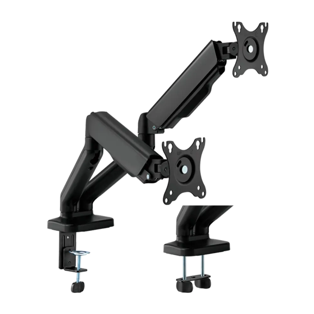 Support pour deux moniteur LCD - Installation sur Table - Inclinaison -90° + 90° -Vesa 75X75 et 100X100mm - Charge Maximale 9Kg