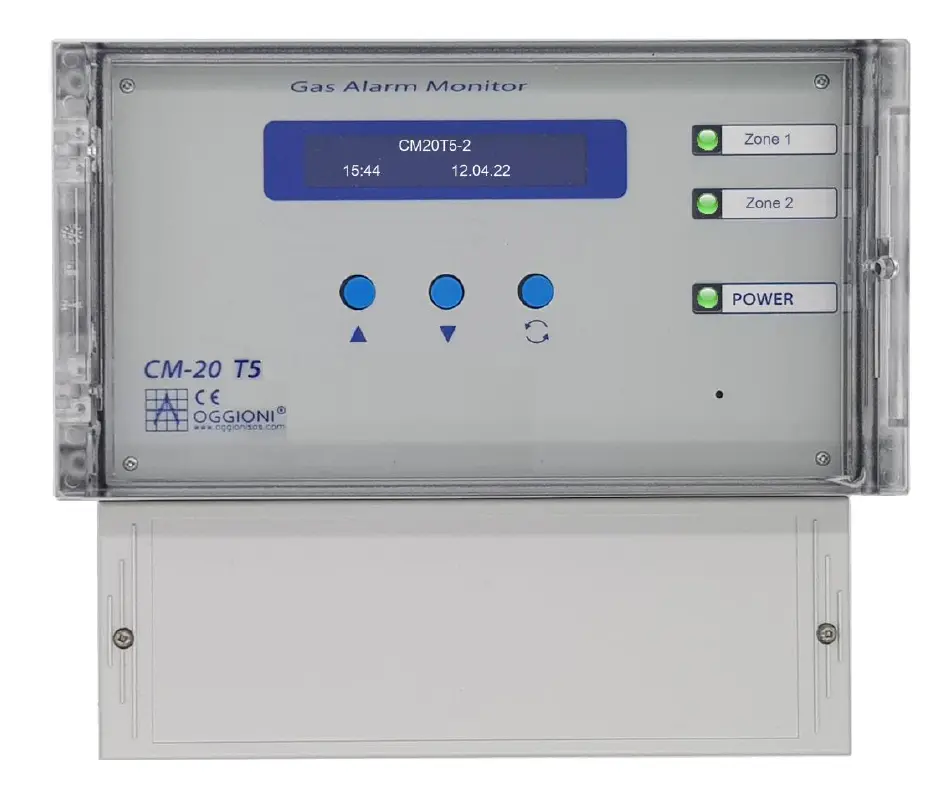 Centrale détection gaz 2 voies en coffret mural - sans batterie - 230Vac