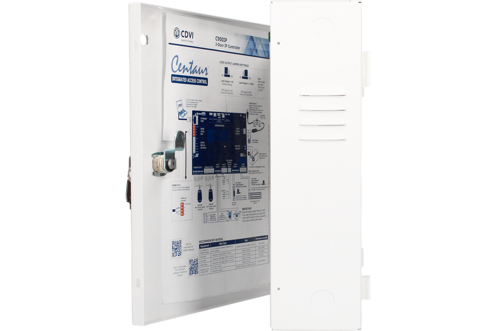 Contrôleur multisite CENTAUR en coffret avec port IP • 2 portes/lecteurs Wiegand, du 125kHz au Mifare Desfire EV1 • Jusqu'à 256 centrales par site & 2048 portes en simultanés • Licence gratuite jusqu'à 16 portes en monosite (hors ascenseur)
