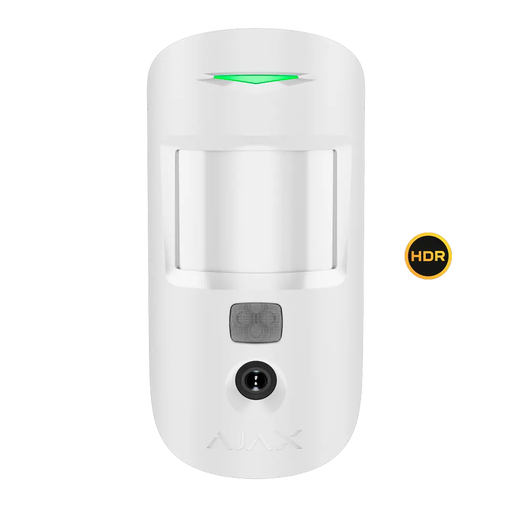 Ajax - PhotoDétecteur - volumétrique IR Blanc Certifié grade 2 sans fil 868 MHz Envoi d'images jusqu'à VGA (640x480) Jusqu'à 5 images par détection Immunisé Animaux domestiques / Portée de détection 12 m