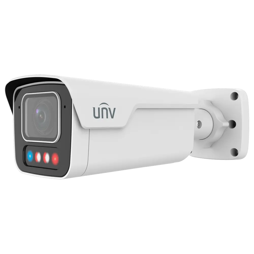 Caméra Bullet IP Uniview - Prime 4 MP | Objectif 2.8~12 mm | microSD 512 Go Lumière blanche 40 m | WDR 130 dB TriGuard 3.0 | Wise-ISP | NEMA 4X PoE | SIP | UMD | Comptage | IP67 | IK0 Microphone | Alarme | Audio | Réinitialisation