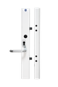 Serrure motorisée applique 2 points 12V AC/DC droite avec béquille de sortie libre - ht 595mm - anti-effraction - gâche en Y brevetée pour le rattrapage des portes - fabriquée en France
