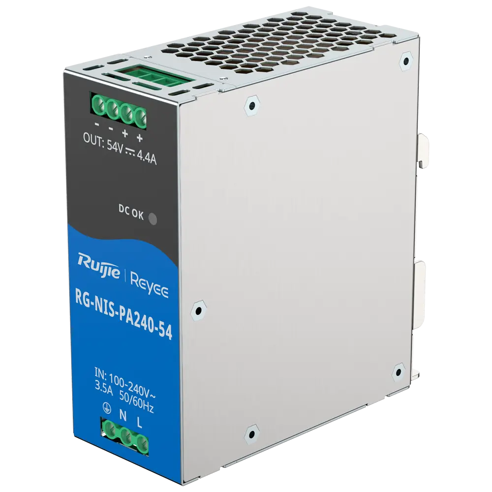 Alimentation industrielle Reyee Sortie CC 54 V 4,4A / 240 W 2 Sorties DC Tension d'entrée 100 V ~ 240 V 125 (H) x 52 (L) x 110 (Pr) mm Montage sur rail DIN