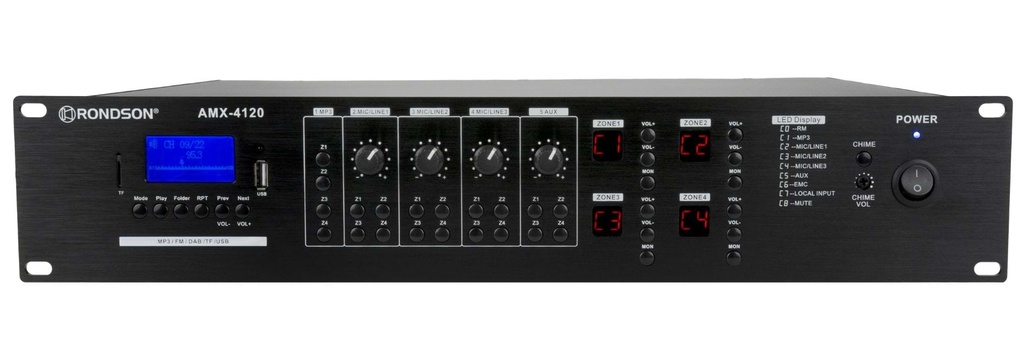 Amplificateur mélangeur 100V 4 zones 4 x 240W avec lecteur multimédia