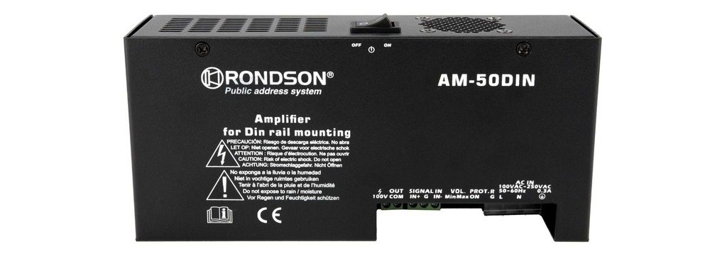Amplificateur 50W sur rail DIN en 100Vavec alimentation DC24V