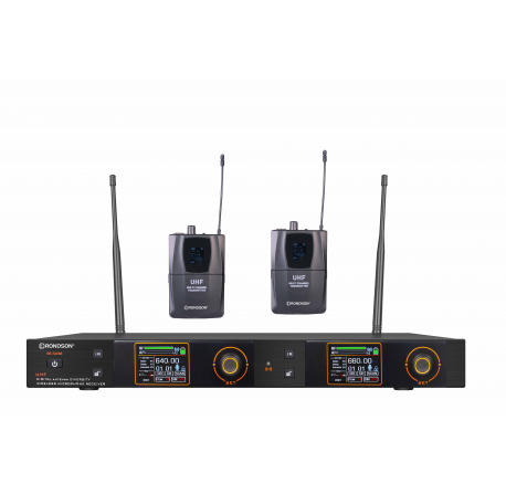 Ensemble UHF doucle Diversity, 2 émetteurs micro cravate, sync. IR Ensemble UHF double